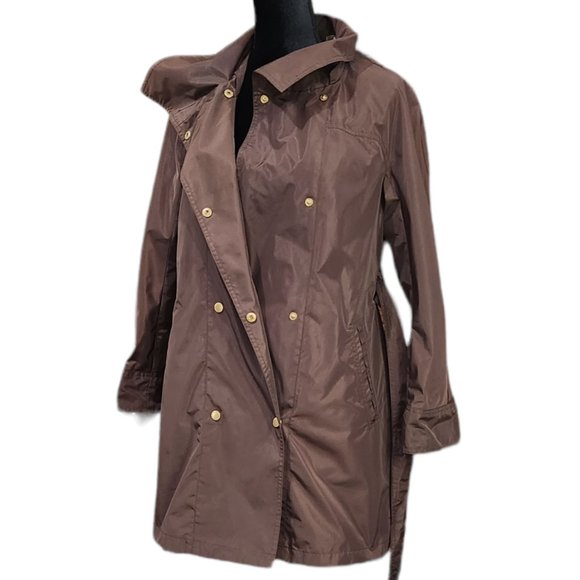 Ellen Tracy Outerwear Techno Double-Breasted Rain Trench Coat With Belt Petite - Picture 6 of 11
